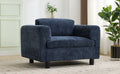 Modern Oversized Armchair Comfy Accent Chair Single Sofa For Living Room Bedroom Office Apartment, Woven Velvet Fabric, Blue Blue Wood