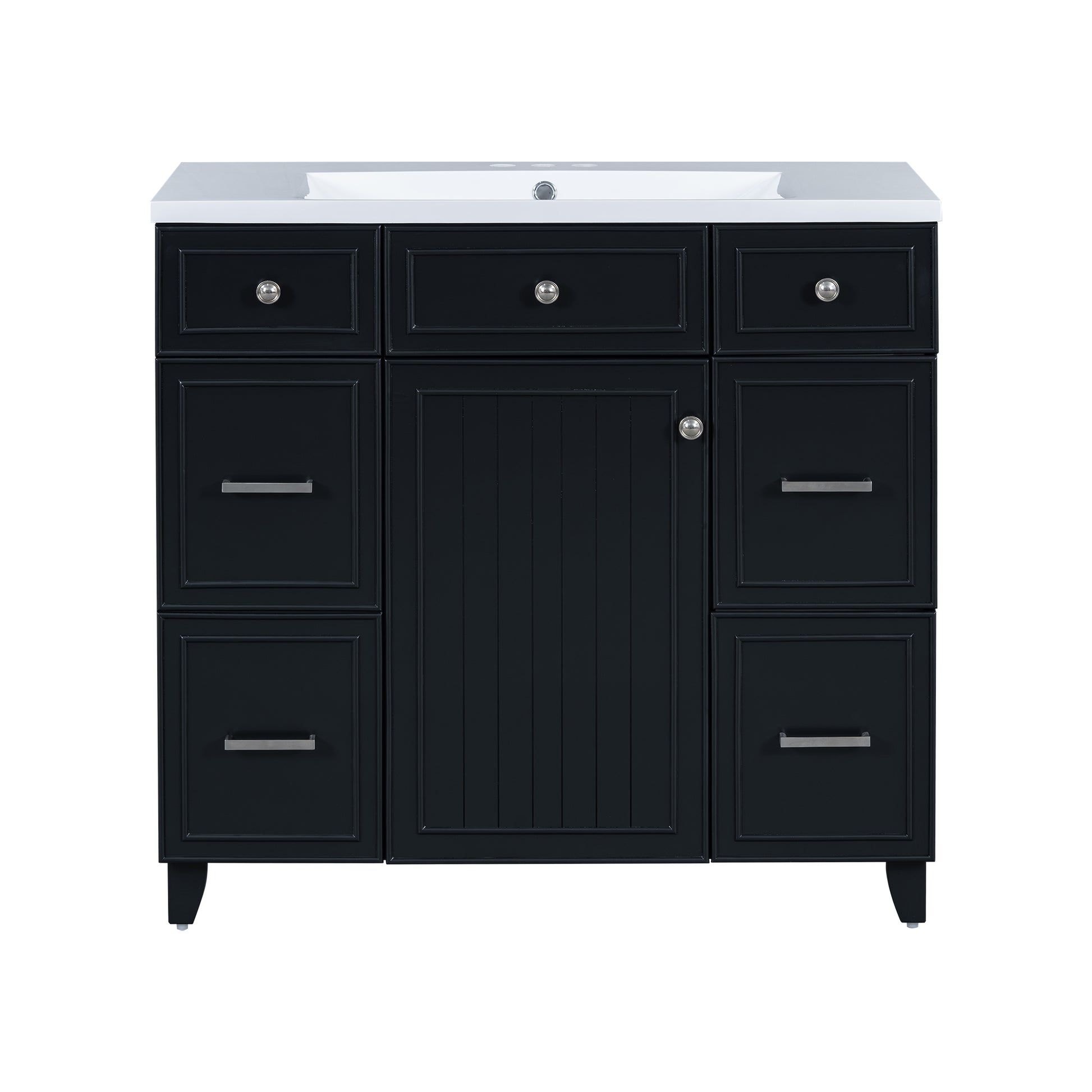 36" Bathroom Vanity Cabinet With Sink Top Combo Setblack ,Single Sink,Shaker Cabinet With Soft Closing Door And 3 Drawers Black Bathroom Solid Wood Mdf Resin