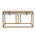Modern Faux Marble 6 Piece Dining Table Set,60Inch Metal Kitchen Table Set With Upholstered Dining Chairs And Bench, Golden Metal Dining Room Bench Seating Rectangular Dining Table With Chair And Bench Metal Wood Golden Seats 6 60 Inches Farmhouse