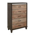 Modern Rustic Style 1Pc Chest Of 5X Drawers 2 Tone Finish Wooden Bedroom Furniture Brown Bedroom Wood