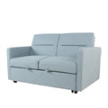 Loveseat Sleeper Pull Out Couch 3 In 1 Sofa Bed Adjustable Backrest Light Blue Wood Fabric