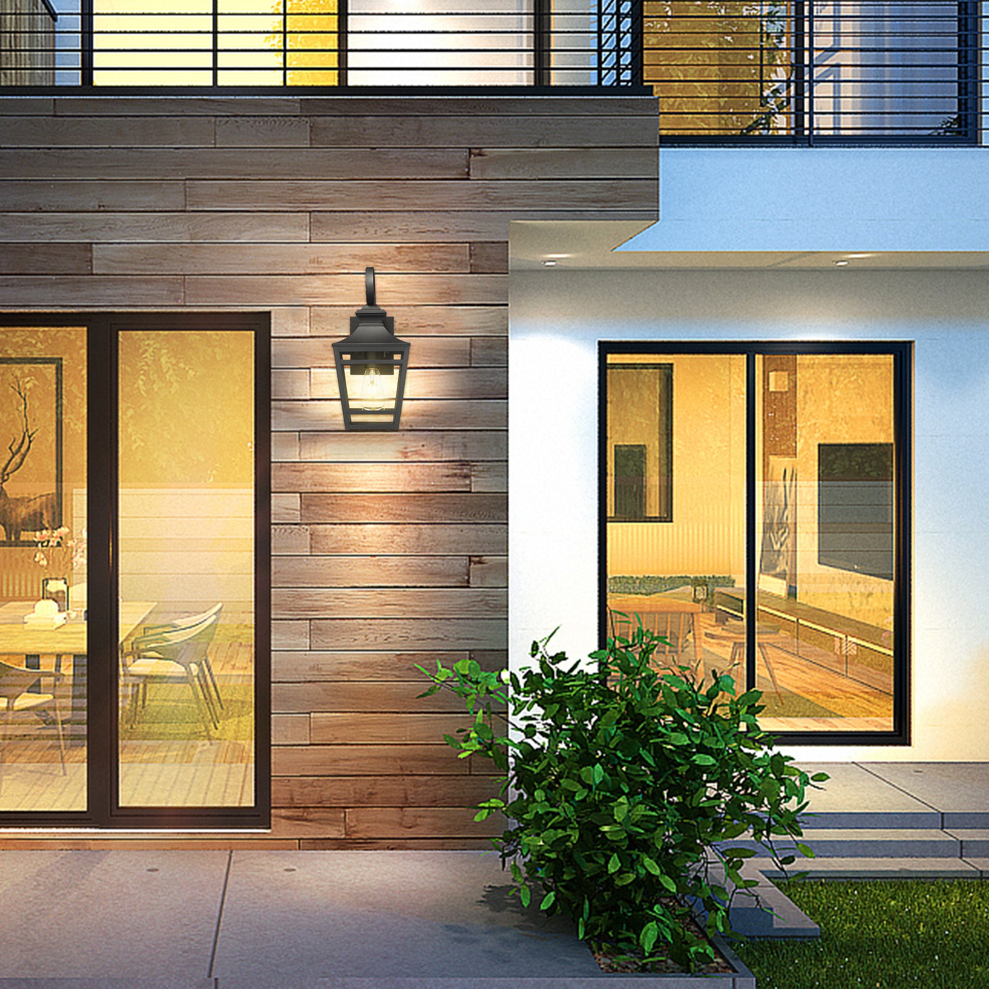 Large Outdoor Wall Lights For House, 16.5Inch Exterior Lighting Fixtures Wall Mount Outdoor Porch Lights Waterproof Black Outdoor Sconce Lights With Clear Glass For Patio Hallway Garage 2 Pack Black