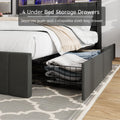 Queen Bed Frame With Storage Headboard, Wooden Bed Frame With 47.2