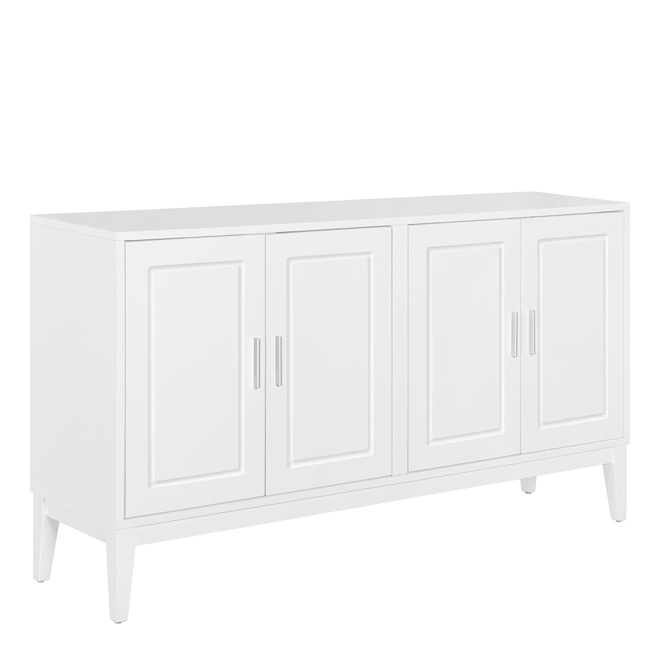 4 Door Sideboard Storage Cabinet With Door Shelf For Living Room And Dining Room, Two Large Cabinets With Adjustable Shelf, White White Rubberwood Solid Wood Mdf