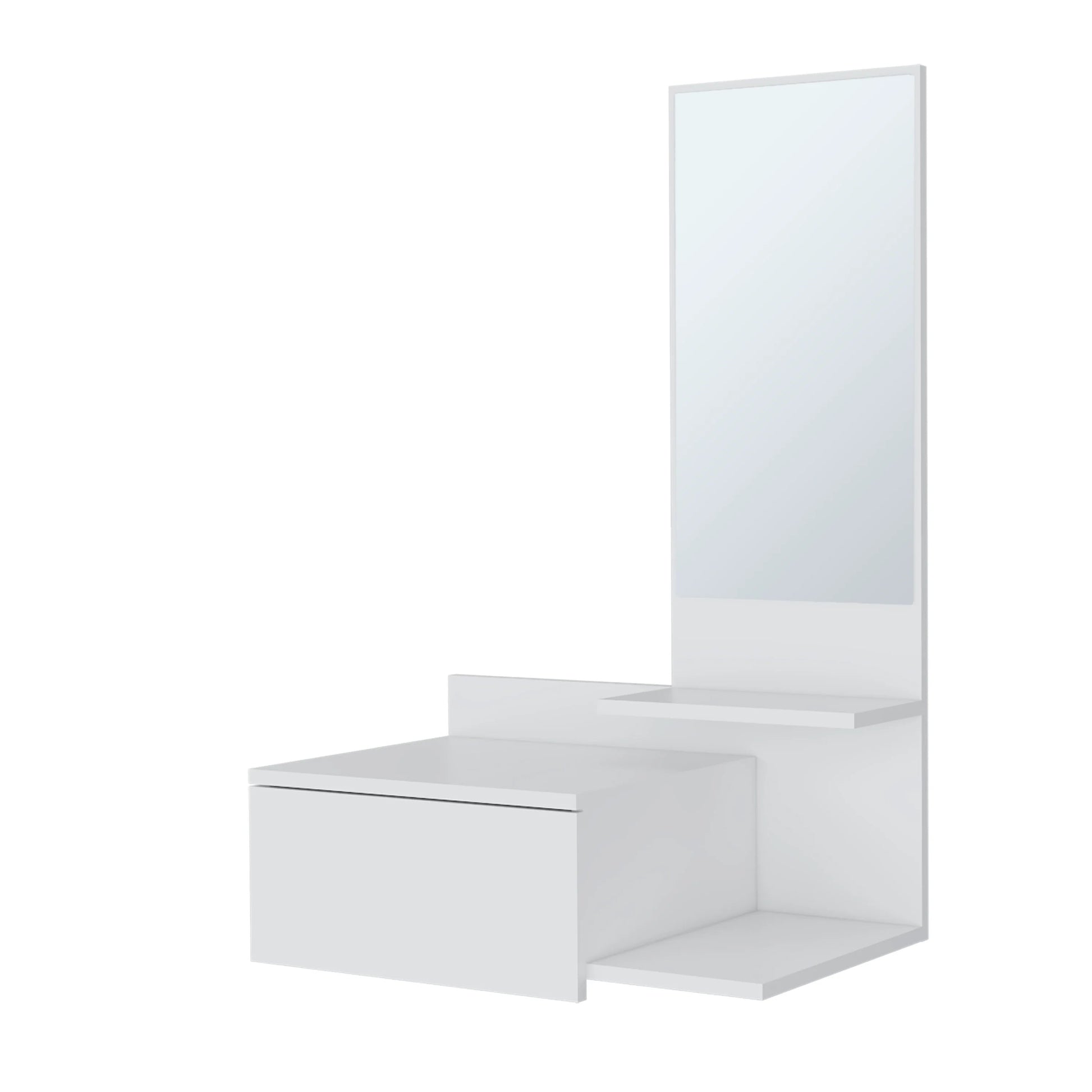White Floating Vanity With Included Mirror White Modern Particle Board