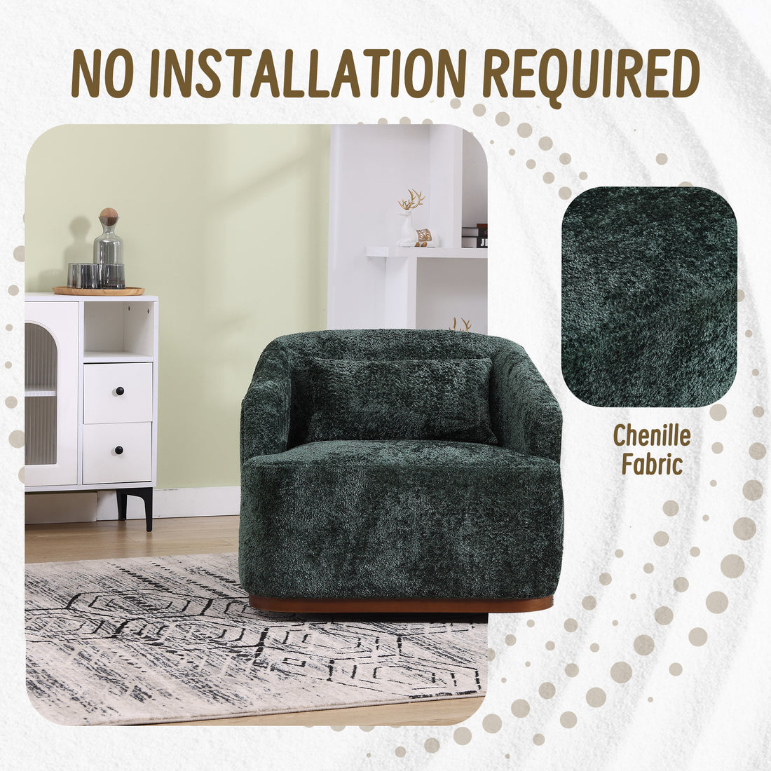 Coolmore Swivel Barrel Chair, Comfy Round Accent Sofa Chair For Living Room, 360 Degree Swivel Barrel Club Chair, Leisure Arm Chair For Nursery, Hotel, Bedroom, Office, Lounge Emerald Emerald Primary Living Space Foam Chenille
