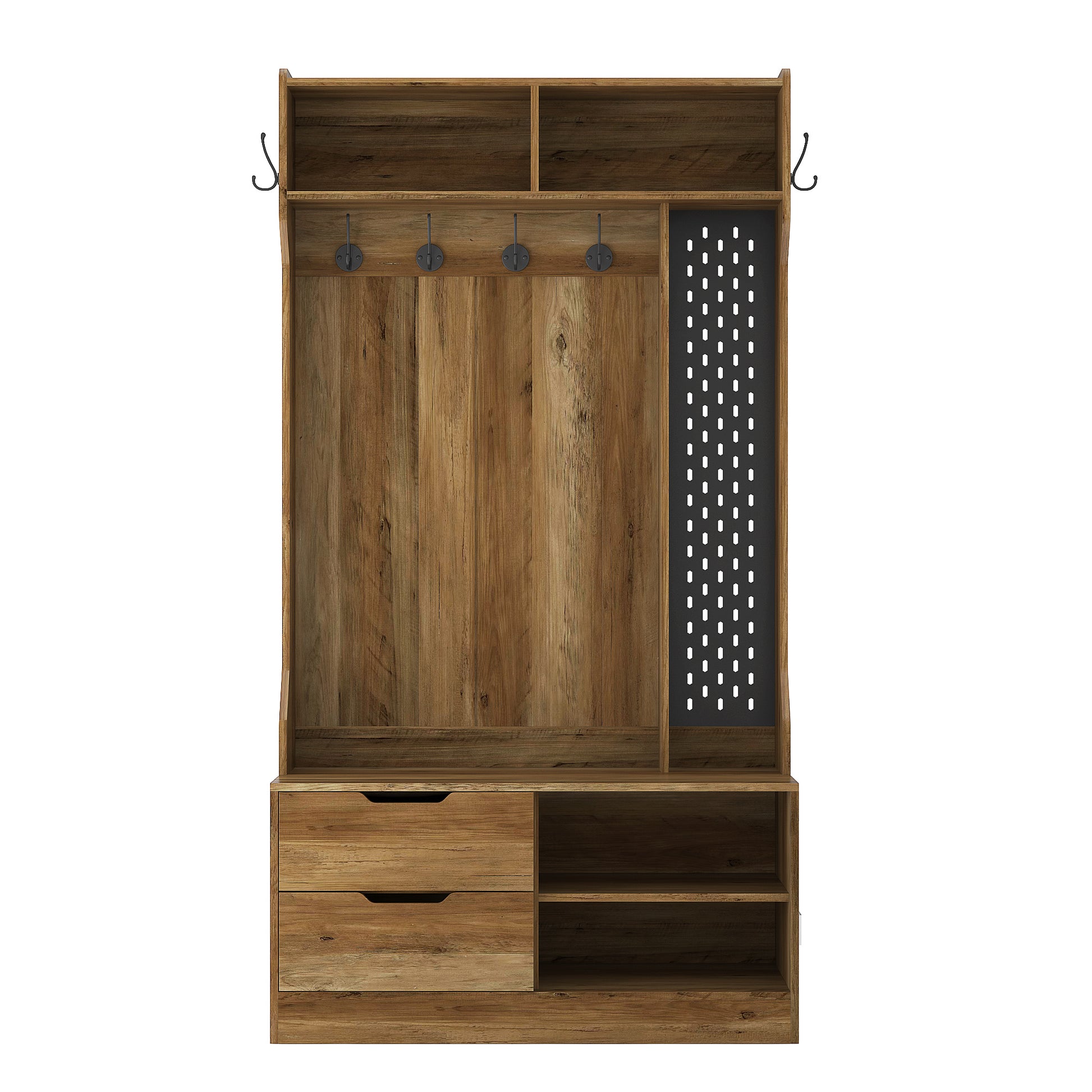 Hall Tree With 4 Hooks,Coat Hanger, Entryway Bench, Storage Bench,For Entrance, Hallwa,Brown Brown Mdf