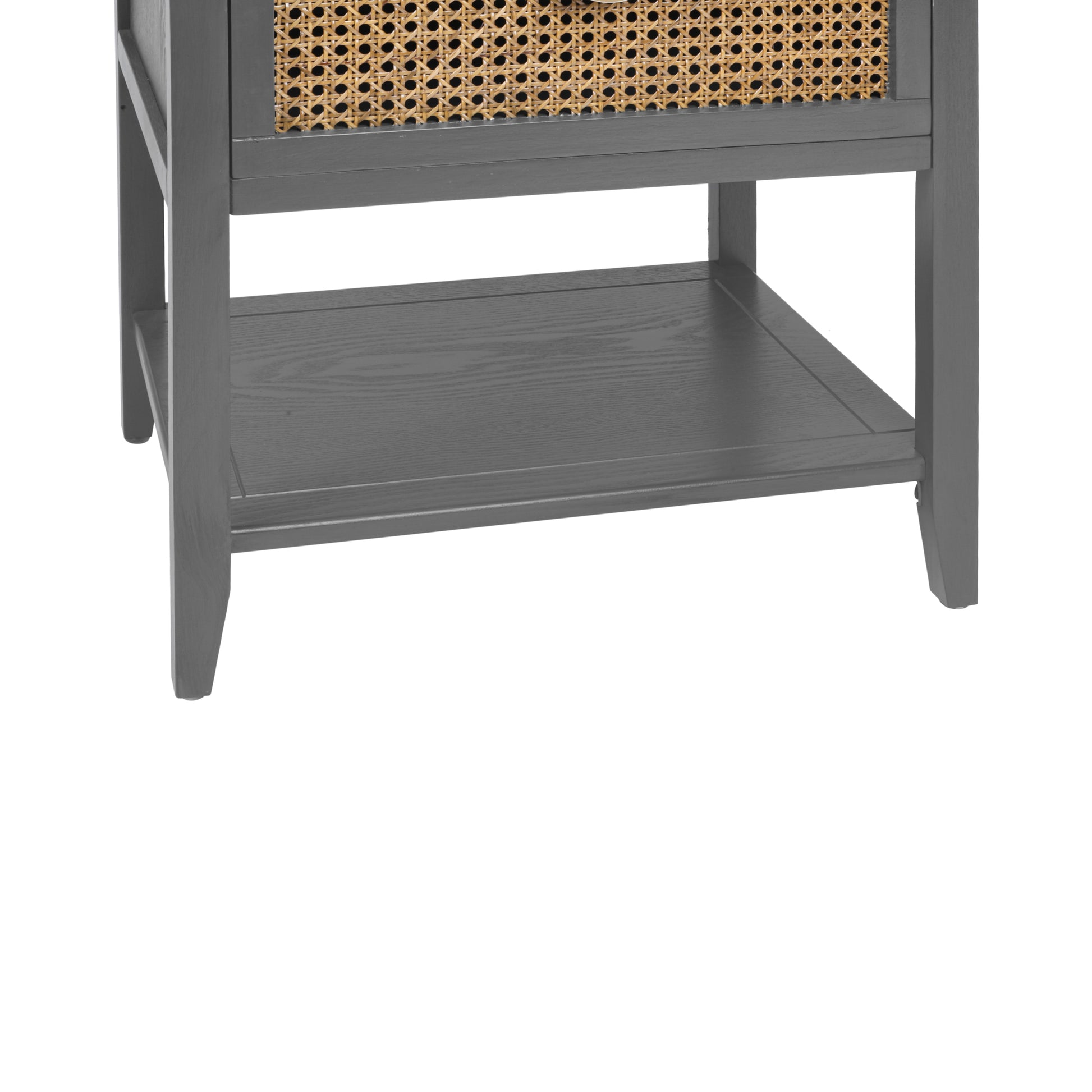 2 Drawer Side Table,Naturel Rattan,End Table,Suitable For Bedroom, Living Room, Study Gray Mdf