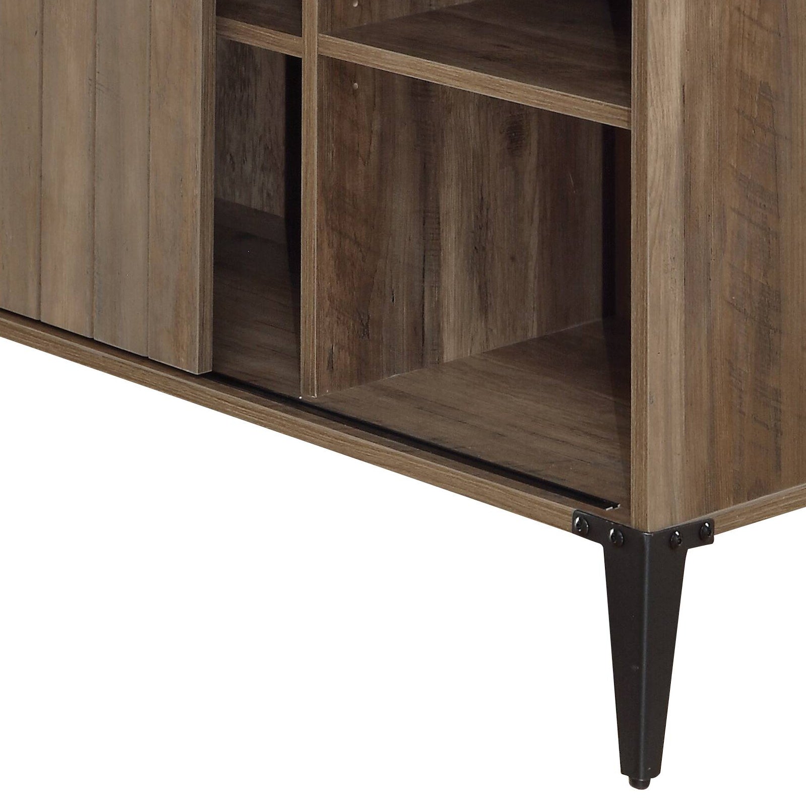 Zakwani 48" Gray Oak & Black Finish Writing Desk Oak Synthetic Wood