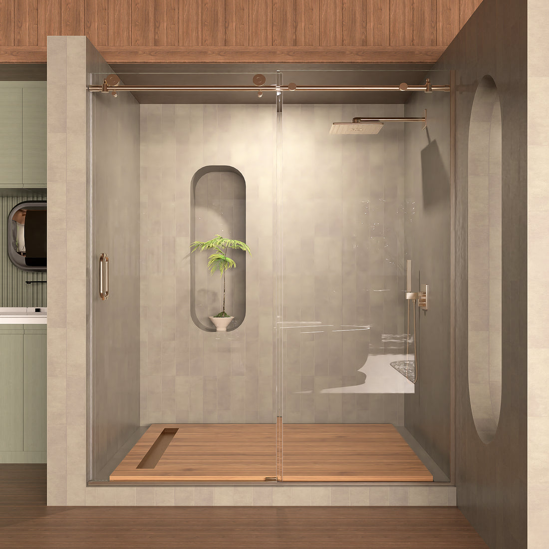 Frameless Sliding Shower Door 58 60 In. W X 76 In. H, Bathroom Sliding Door With 5 16" Clear Tempered Glass, Brushed Nickel Finish, Designed For Smooth Door Closing Brushed Nickel Stainless Steel