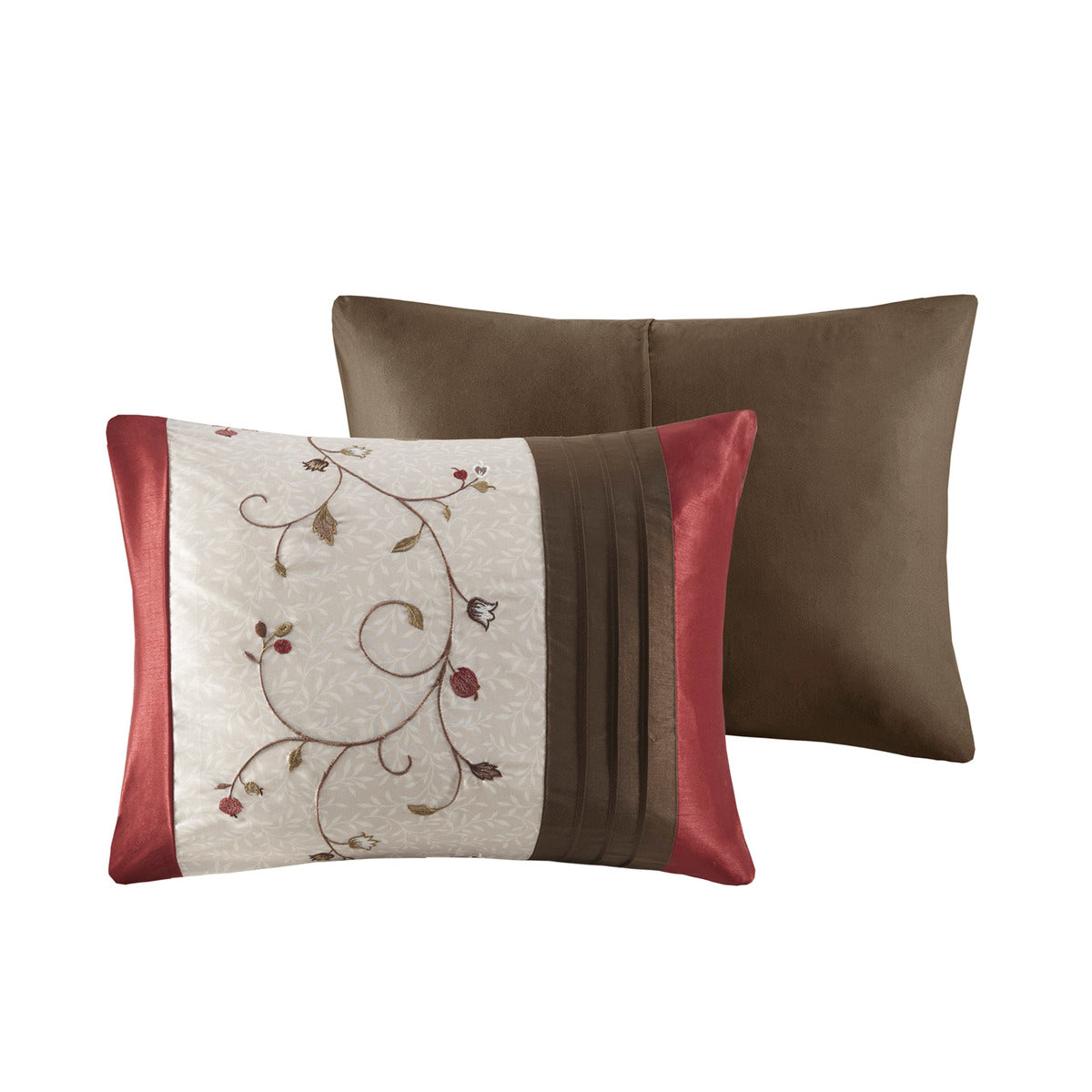 Embroidered 7 Piece Comforter Set Red Cal King California King Red Polyester