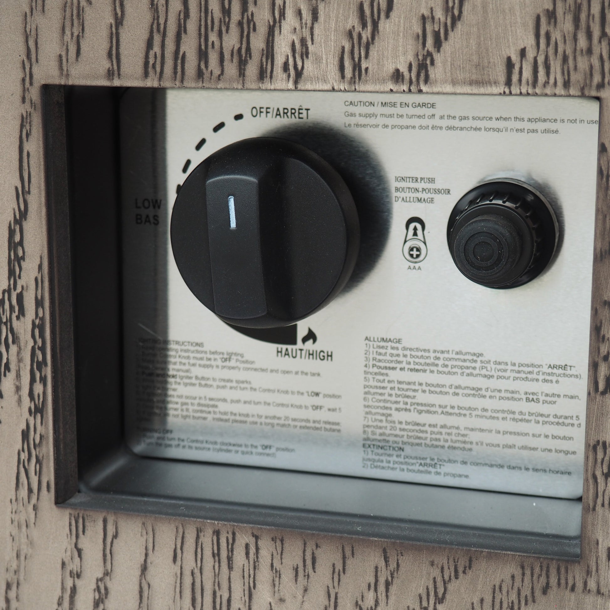 48" Outdoor 50,000 Btu Rectangular Iron Propane Fire Pit, Brown Wood Pattern Tank Cover Not Included Wood Iron