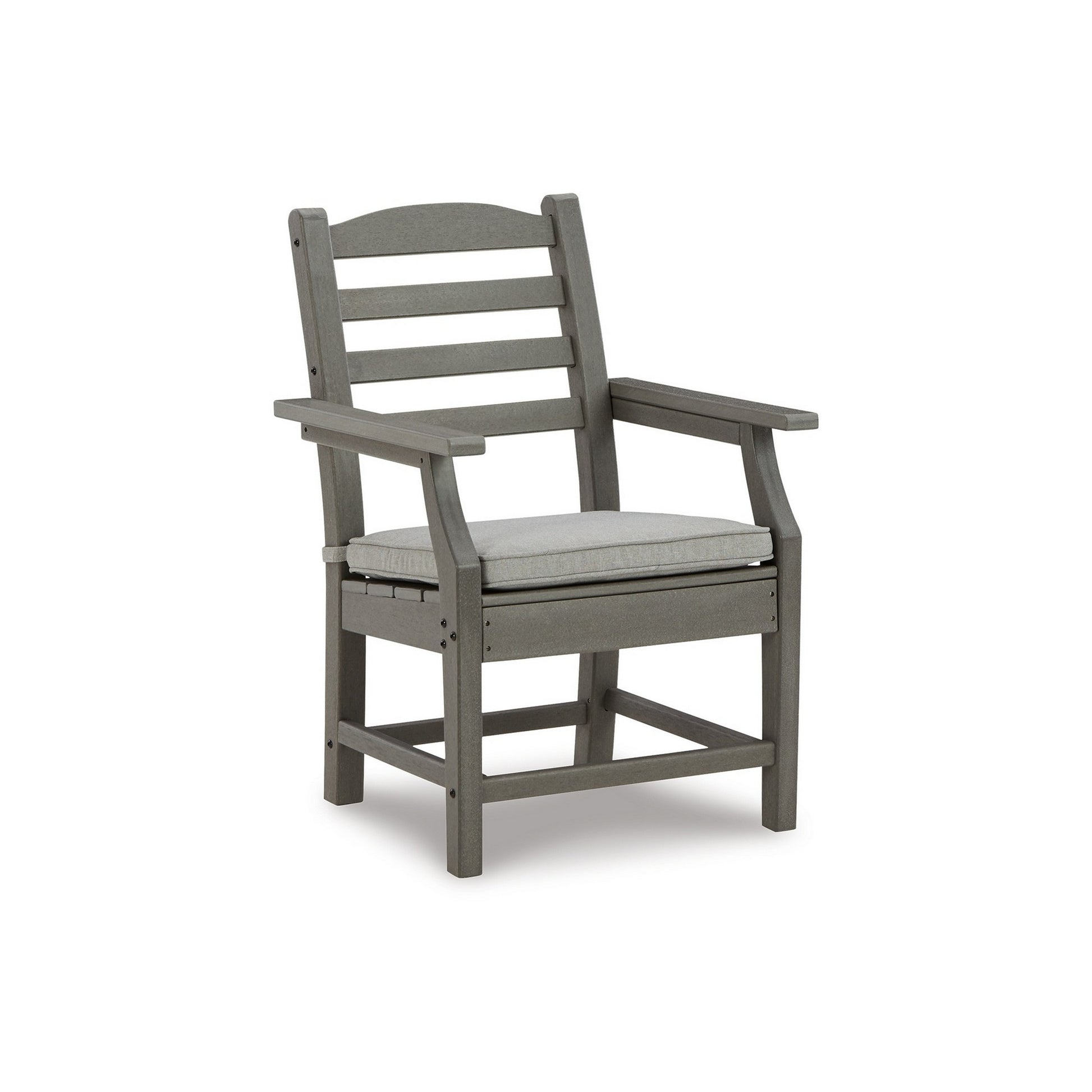 Clio 25 Inch Outdoor Arm Chair, Set Of 2, Gray Frame, Polyester Fabric Gray Hdpe