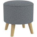 Homcom Storage Ottoman, Round Stool Chair With Cushioned Top, Gray Gray Polyester