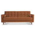 Benara Burnt Orange Velvet Sleeper Sofa Burnt Orange Velvet Primary Living Space Tufted Back Mid Century Modern Foam Velvet 3 Seat