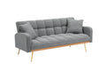 69 Inch Grey Sofa Bed With Adjustable Sofa Teddy Fleece 2 Throw Pillows Gray Fabric 2 Seat
