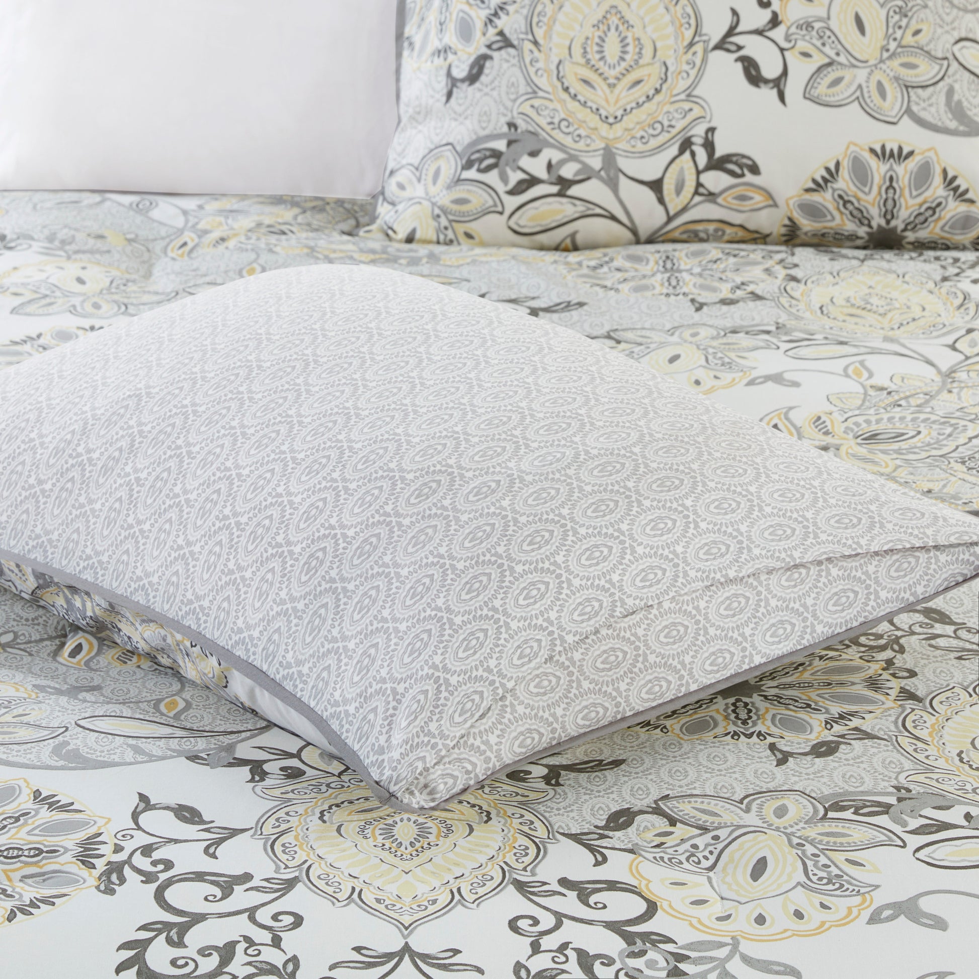 8 Piece Cotton Floral Printed Reversible Comforter Set Yellow Queen Queen Yellow Cotton