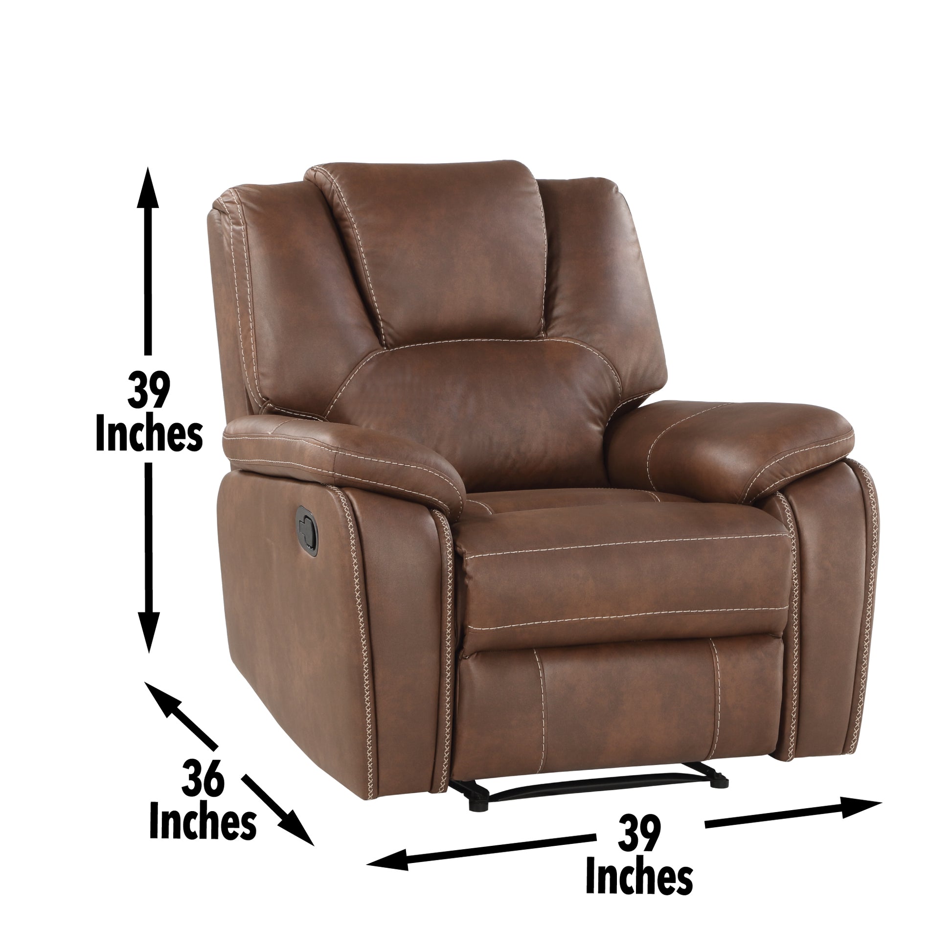 Katrine Pu Manual Motion Recliner Chestnut Brown Dark Brown Faux Leather