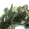 30In Eucalyptus Leaves, Pine Twigs, Stars Wreath White Green Rattan