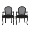 Dining Chair Black Wood Fabric