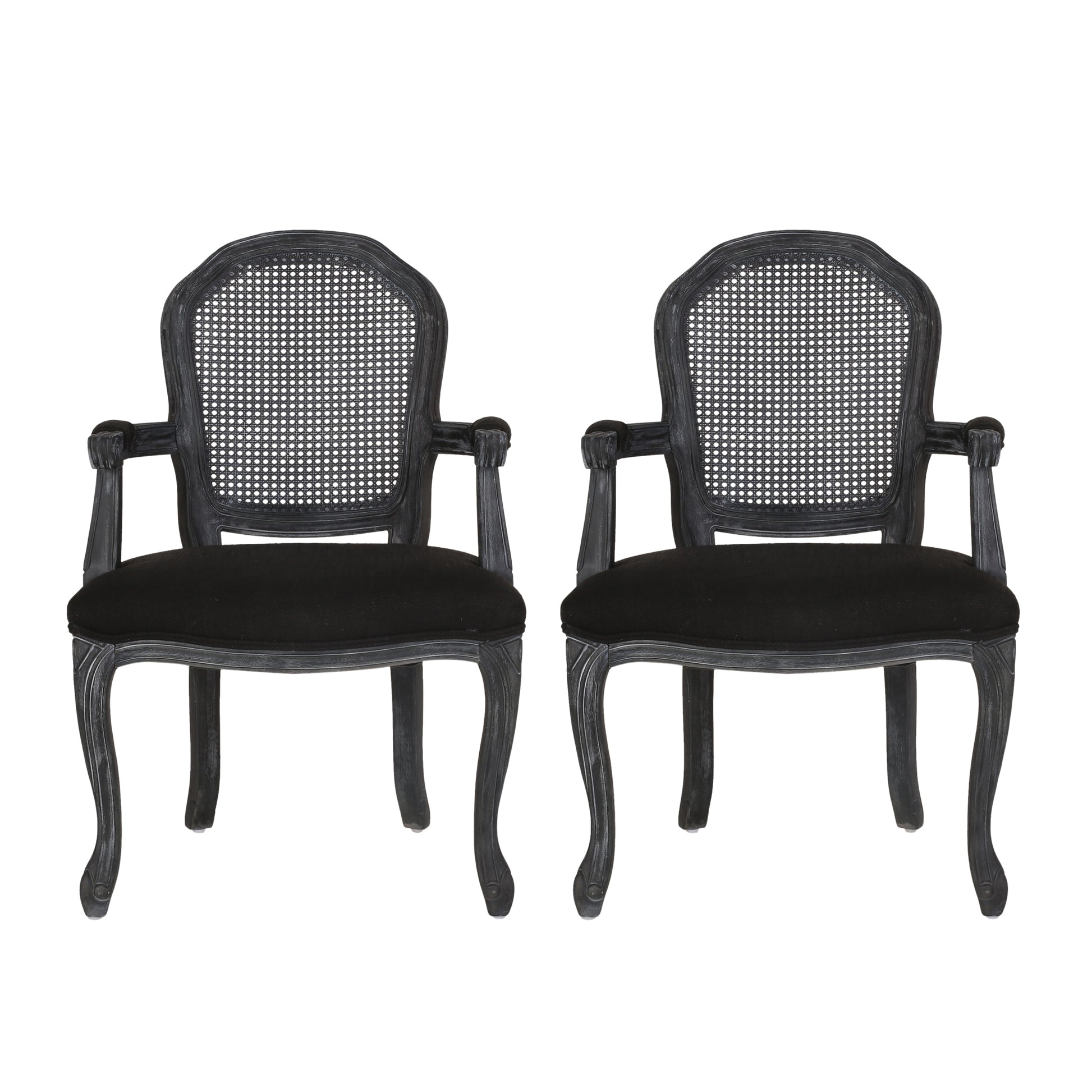 Dining Chair Black Wood Fabric