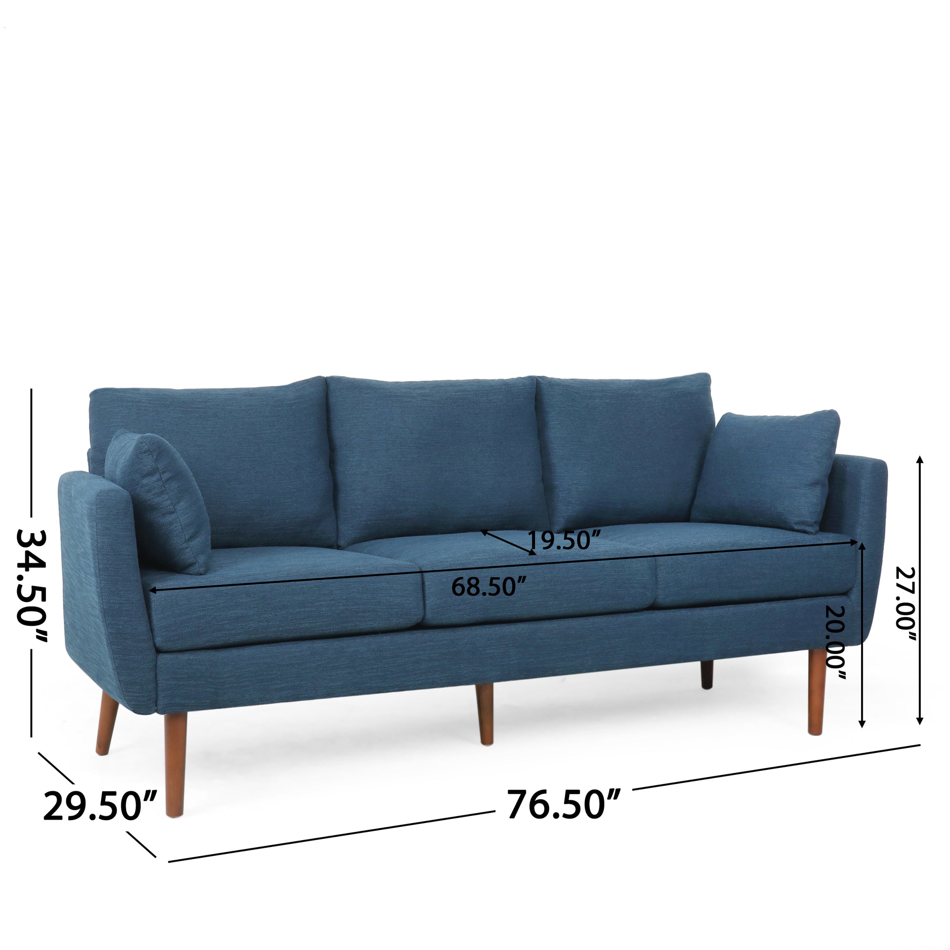 3 Seater Sofa Navy Blue Fabric