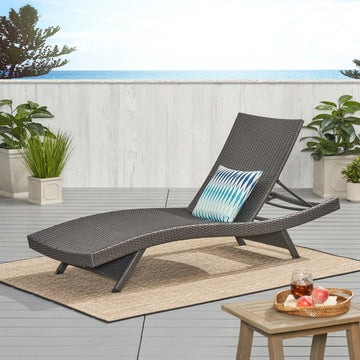 Salem Pe Wicker Chaise Lounge Grey Rattan