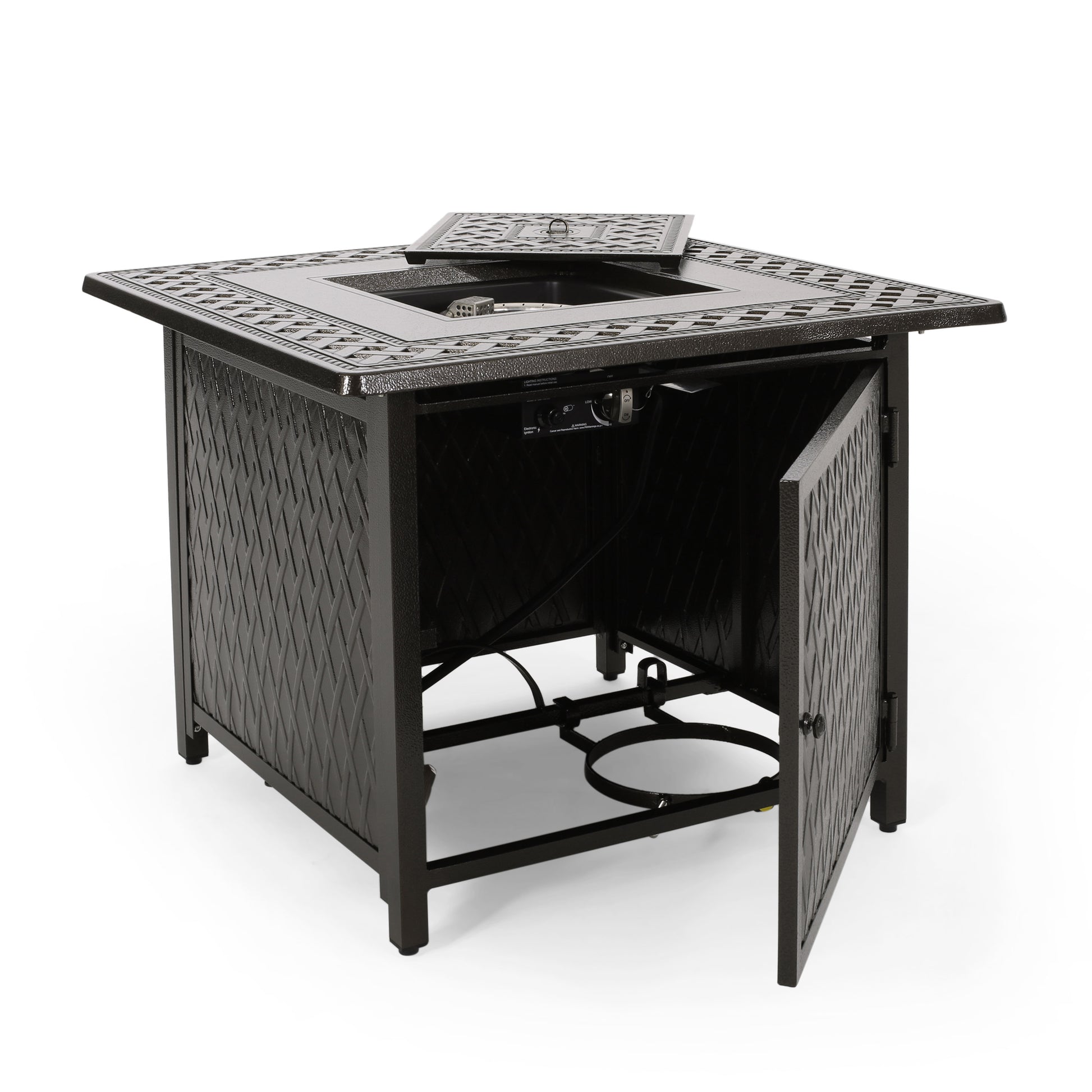 Amherst 32" Square Firepit 37,000 Btu Bronze Metal Aluminium