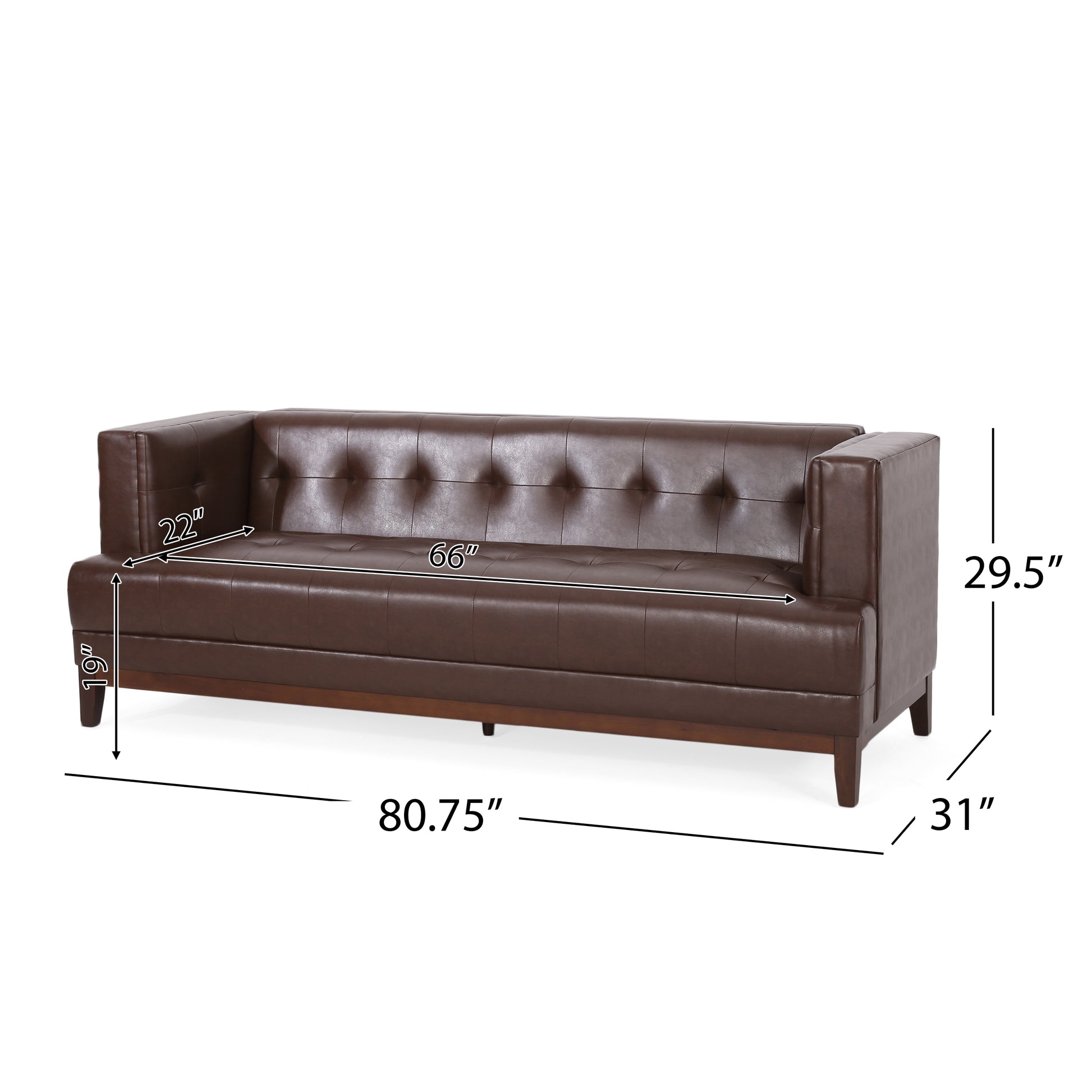 3 Seater Sofa Dark Brown Pu