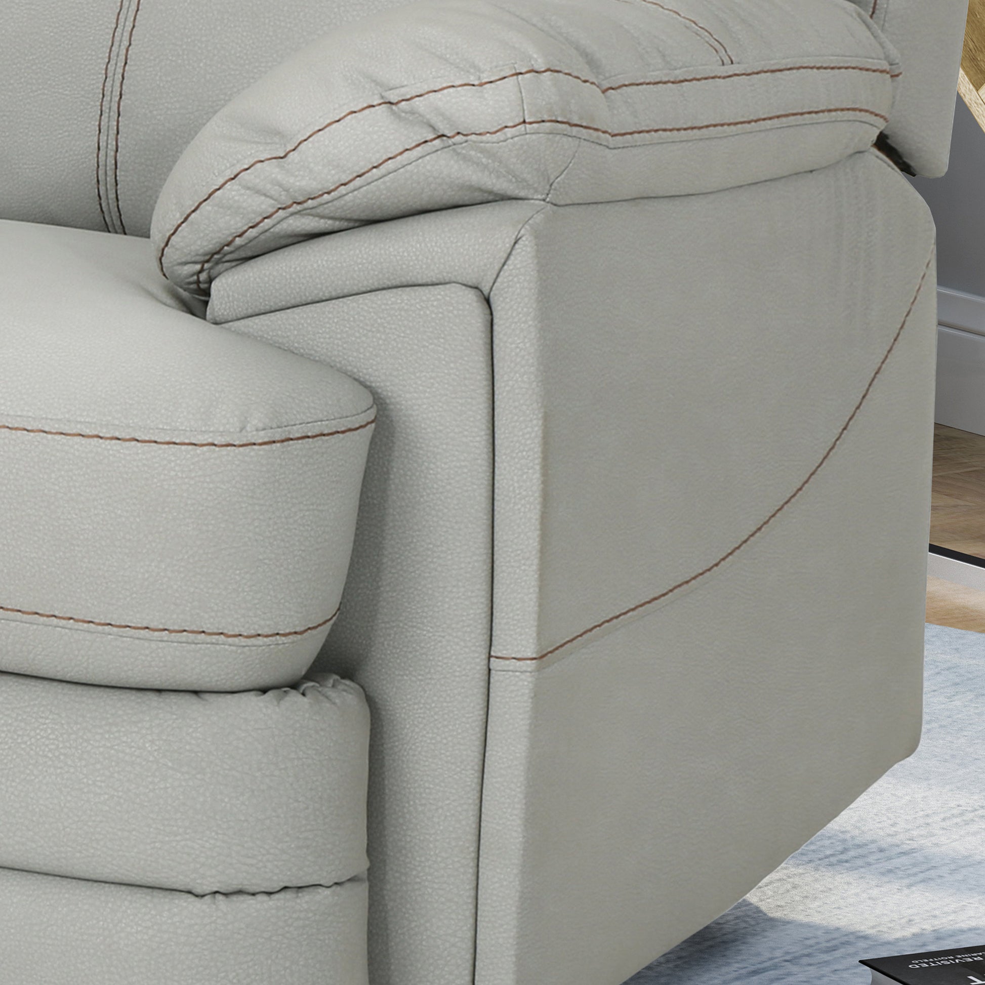 39.5" Wide Faux Leather Power Swivel Standard Recliner Light Grey Pu