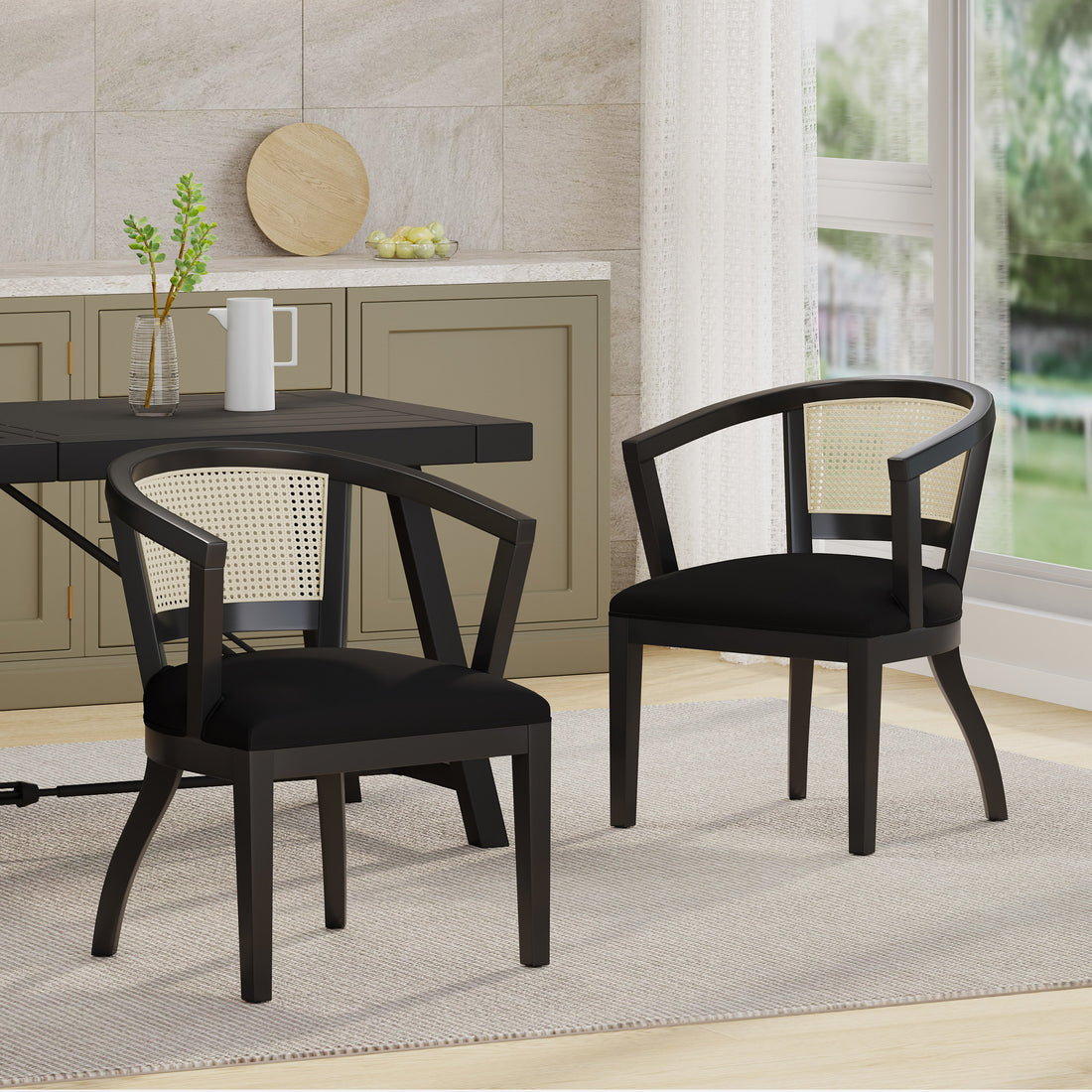 Dining Chair Set Of 2 Black Velvet