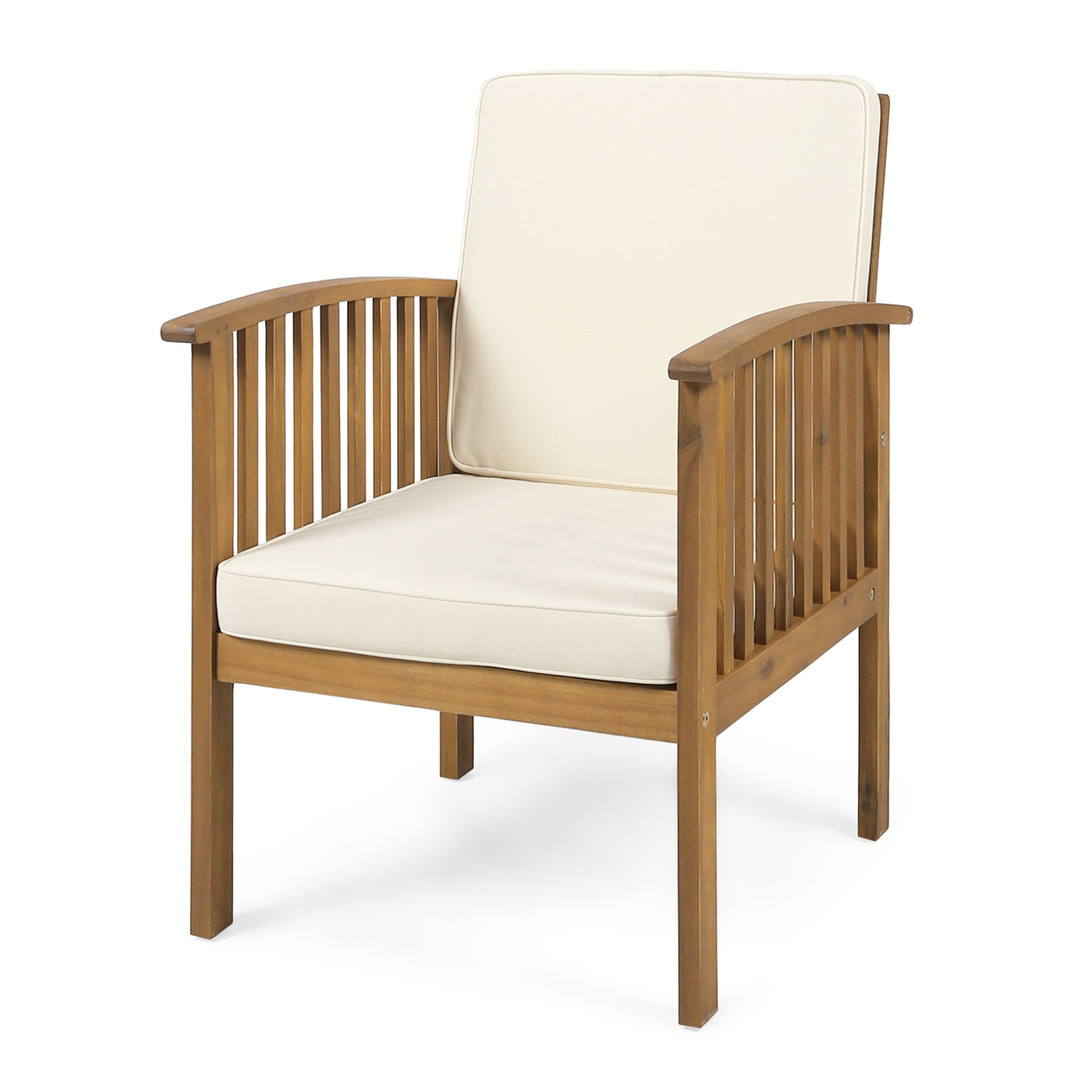 Casa Acacia Club Chair Brown Wood Waterproof Fabric