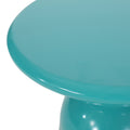 Outdoor Metal End Table Large Teal Iron