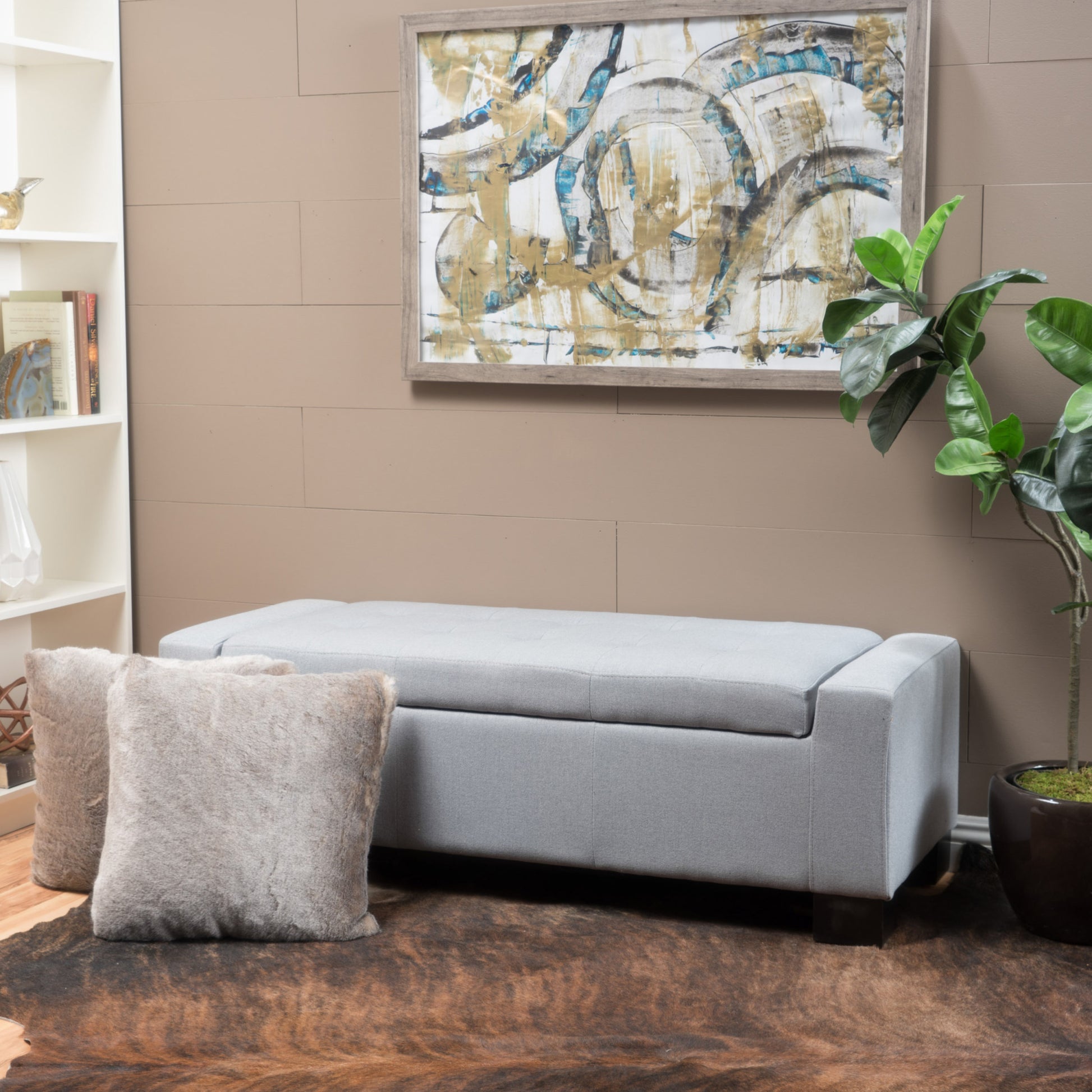 Guernsey Ottoman Light Grey Fabric