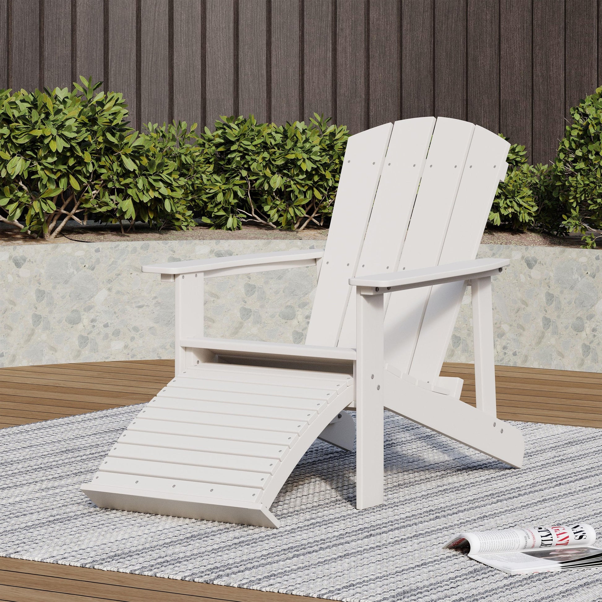 Hunter Adirondack Chair With Hideaway Ottoman White Wood