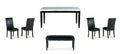 Heather 6 Piece Dining Set Black Black Marble
