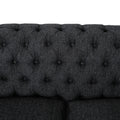 Mirod Comfy 3 Seat Sofa With Wooden Legs, For Living Room And Study Black Fabric 3 Seat