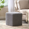 Knitted Foot Stool Light Grey Cotton