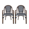 Bistro Chair Black White Rattan