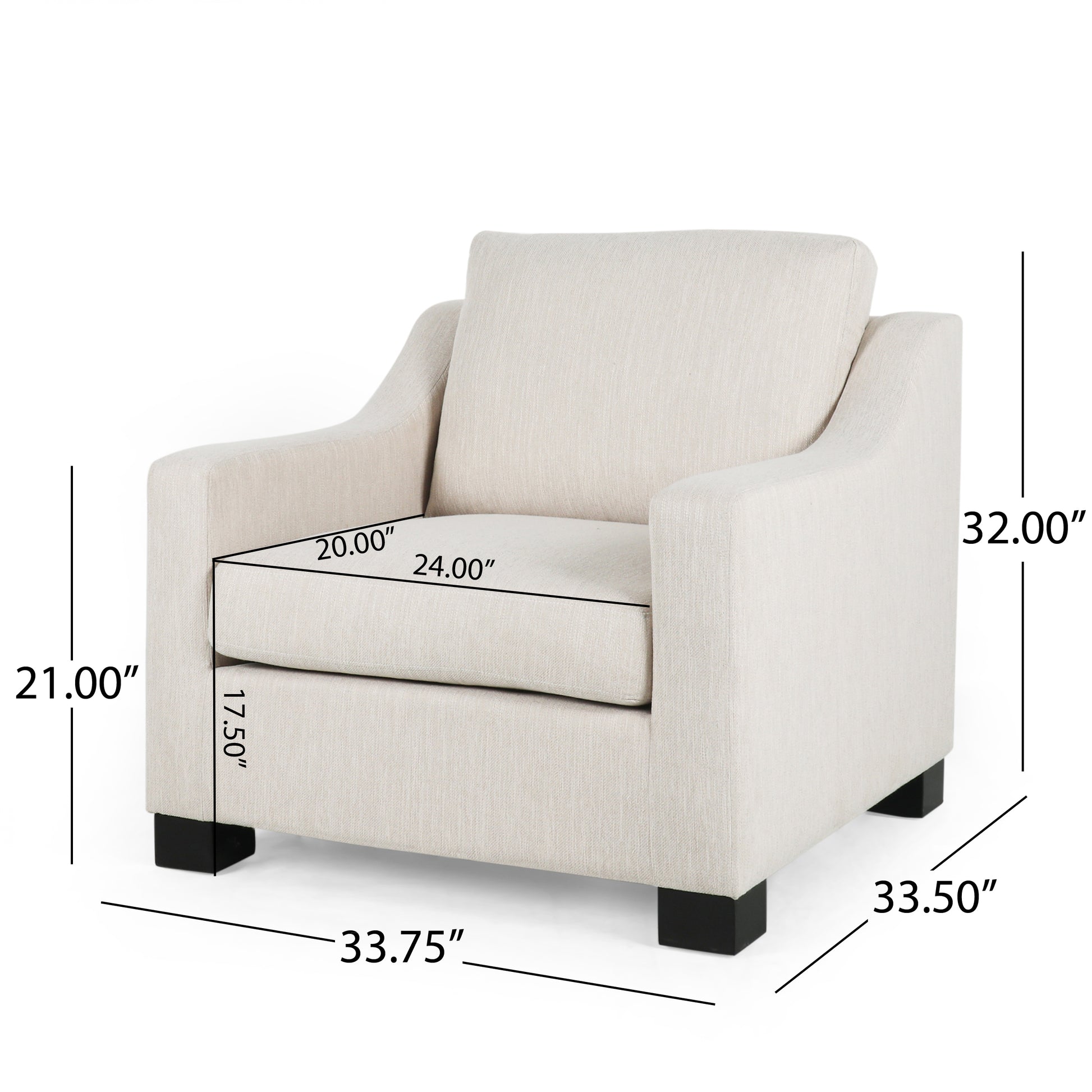 Club Chair Beige Fabric 1 Seat