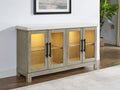 Csrena Lighted White Marble Sideboard Brown Brown Wood