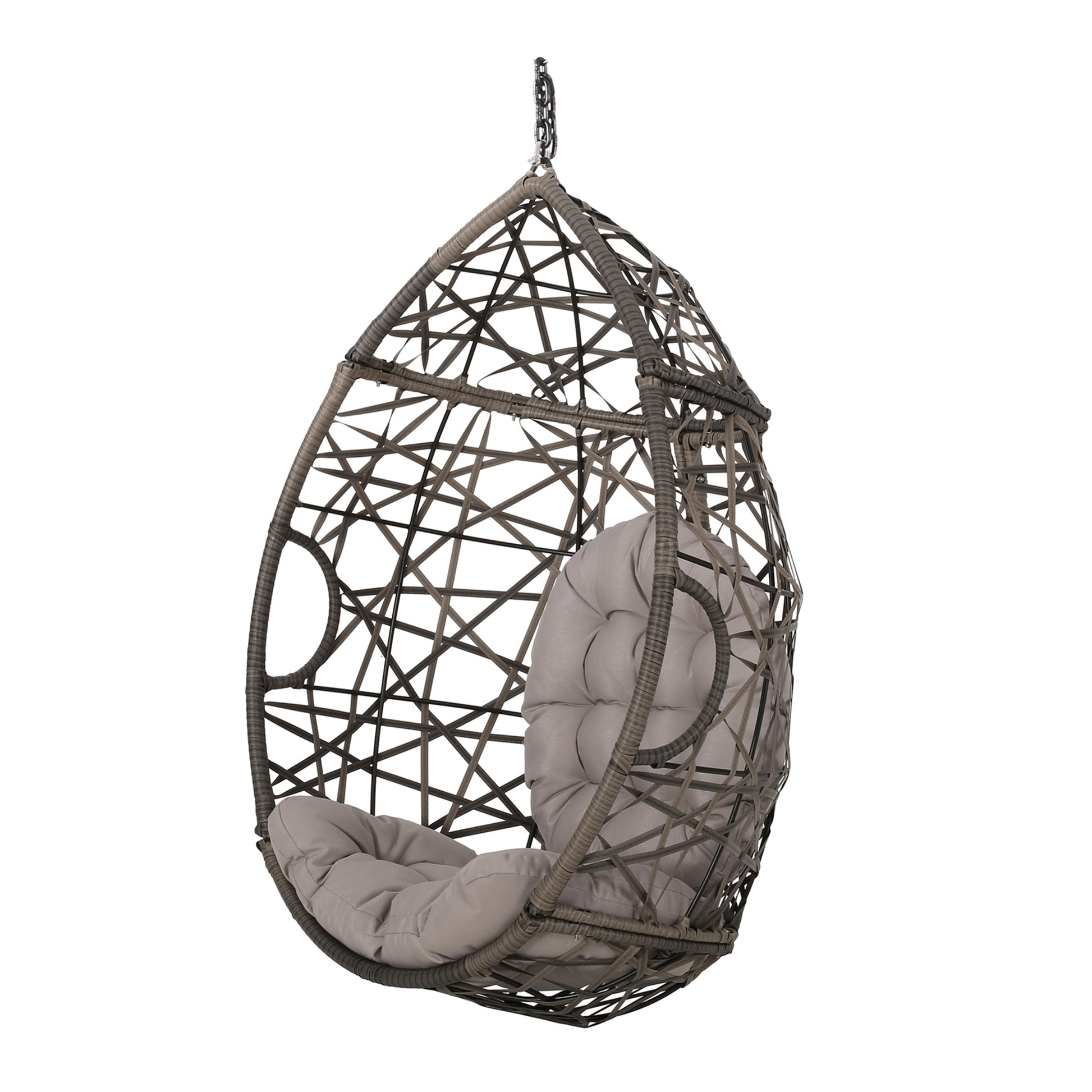 Marlin Hanging Egg Chair Basket Grey Pe Rattan Iron Waterproof Fabric