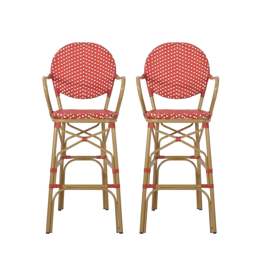 Barstool Red Plaid Wicker