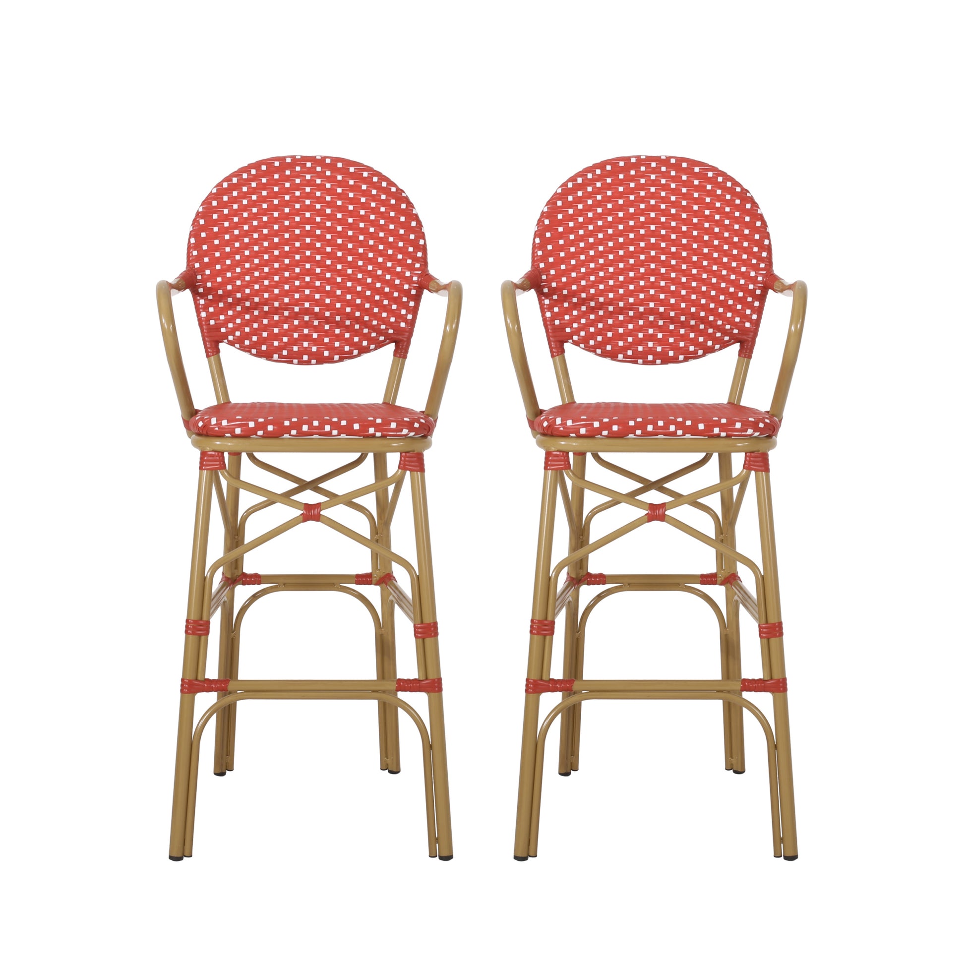 Barstool Red Plaid Wicker