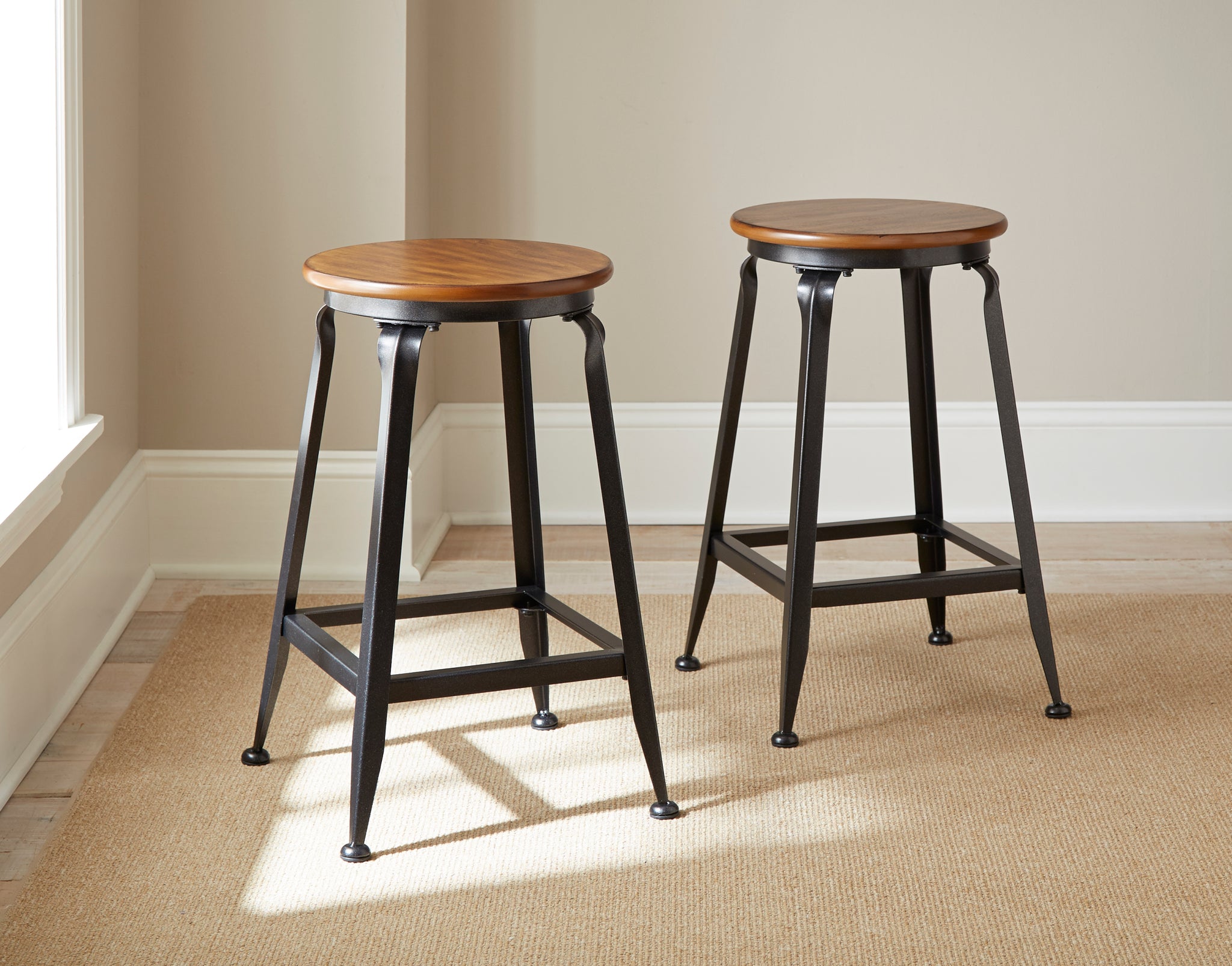 Adele Counter Stool Set Of 2 Dark Brown Dark Brown Metal