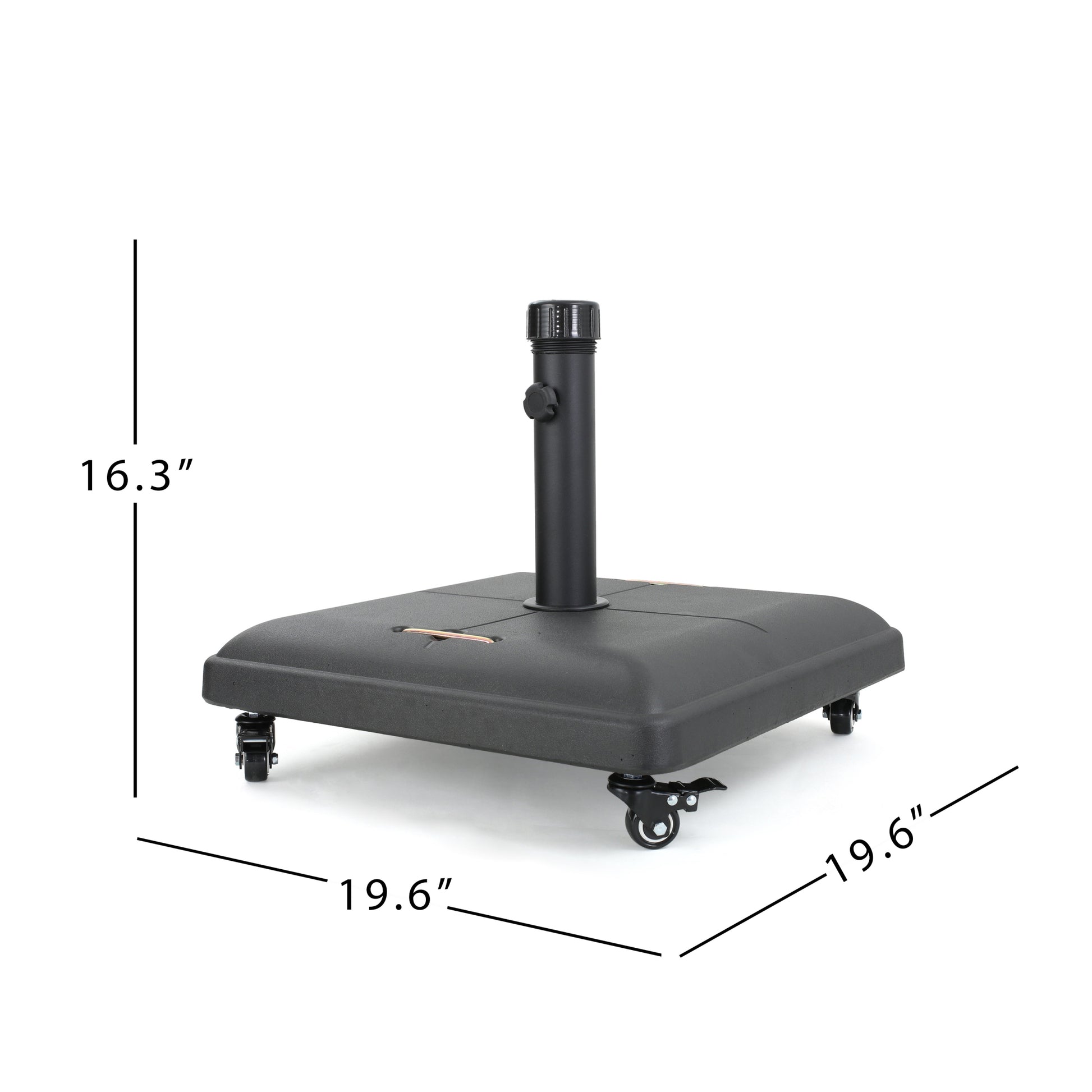 Wheelie Umbrella Base Square Black Concrete