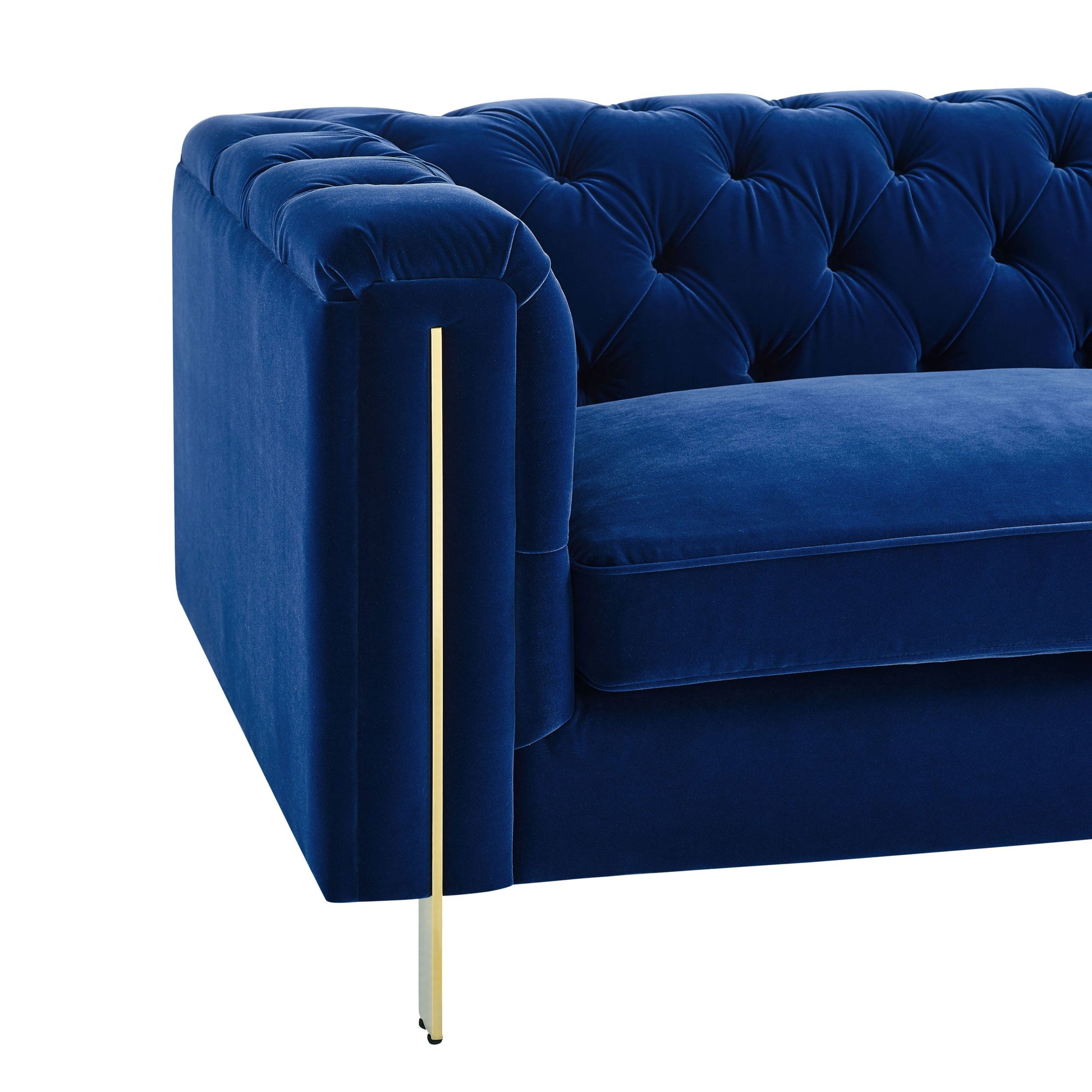 Charlene Velvet Button Tufted Sofa Blue Blue Fabric 2 Seat