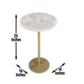 Rosie Rose Quartz Top Chairside Table Beige Beige Iron