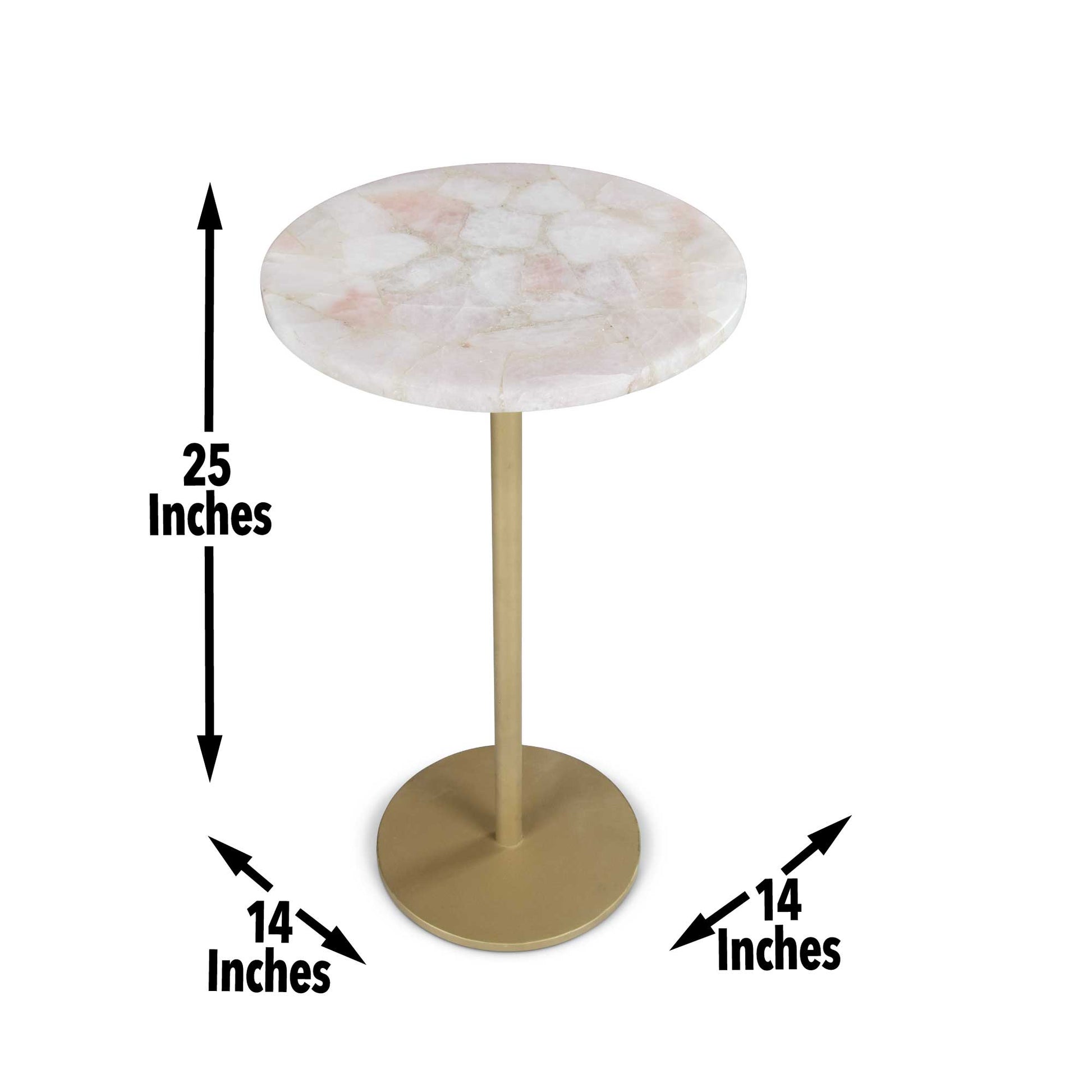 Rosie Rose Quartz Top Chairside Table Beige Beige Iron