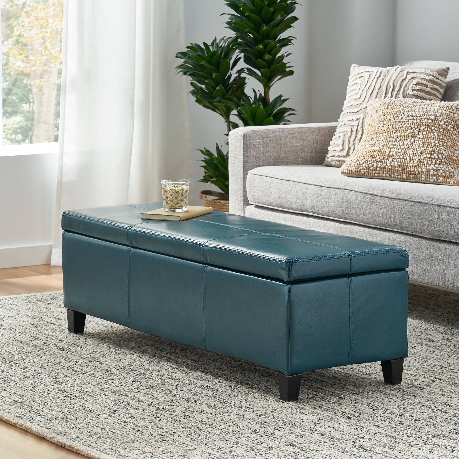 Glouster Storage Ottoman V2 Teal Pu